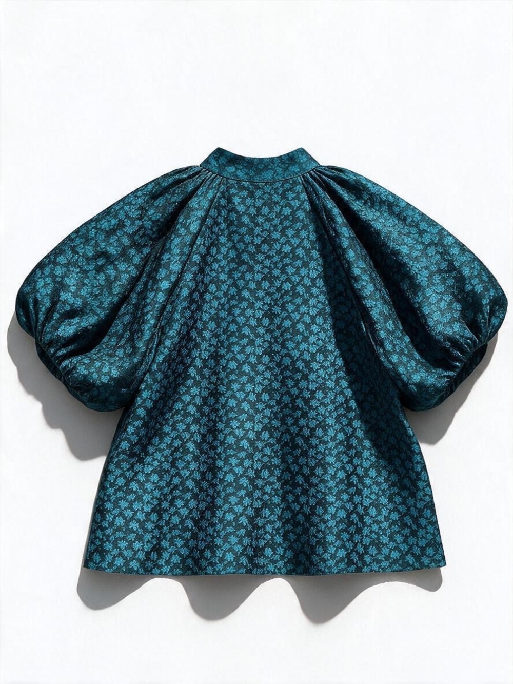 THML Teal Textured Jacquard Puff Sleeve V-Neck Top Women’s Size XL - Picture 3 of 11